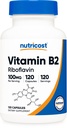 Nutricost Vitamin B2 (Riboflavin) 100mg, 120 Kapsle - Gluten Free a Non- GMO