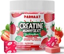 Creatine Monohydrát Žvýkací Complex 6400mg pro muže a ženy - Advanced Formule W / L- Taurin + vitamín B12, Bezcukrový Žvýkací doplněk, 60 Jahodové žvýkačky