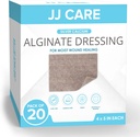 JJ CARE Stříbrné vápníkové Alginátové zranění Dressing (Balení 20) 4x5, Stříbrné Alginátové zranění Dressing Individuálně balené, Vysoce Absorbent Non- Adherent Obvazy pro péči o zranění