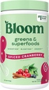 Bloom Nutrition Superfood Green Powder, Digestive Enzymy s probiotika a prebiotika, Gut zdraví, Bloating Relief pro ženy, Chlorella, Green Juice Mix s Beet Root, 25 SVG, kořeněné brusinky