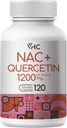 VHC NAC dodatek, Acetyl L- Carnitin 1200mg Plus Quercetin, Optimální dávka (1200mg + 100mg), 2 v 1 Dual Action Formule N- Acetyl- L- Cystein s Quercetin, pro Respirační, jaterní, imunitní, Made in USA