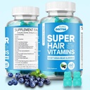Super Biotinové gumy pro vlasy, kůži a nehty - Veganské vitamíny pro muže a ženy, podporuje rychlejší růst vlasů a silnější nehty - Extra síla