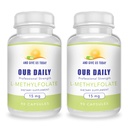 A dejte nám dnes naše Daily L- methylfolát 15 mg (2 láhve) - 180 Kapsle - Profesionální síla aktivní methylfolát - 5-MTHF dodatek - Non GMO, gluten zdarma, žádné Fillers