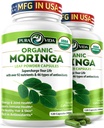 PURA VIDA MORINGA Kapsle Single Origin Organic Moringa Powder. Moringa Leaf. Energie, Metabolismus, a imunitní podpora. 120ct. 500mg Kapsle. (Balení po 2)