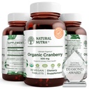 Natural Nutra Organic Cranberry Extract Dodatek, Pomoci zabránit močení Ailment, Promotes Bone Health, Pomoci udržet srdce zdraví, Zlepšit stravovací, Podpora zdraví pokožky, 30 Tablety, Jeden měsíc Dodávka