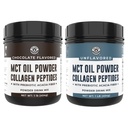 Levý pobřeží Výkon Čokoláda MCT Oil Powder & Collagen Peptides, 1lb + Neochucené MCT Oil Powder & Collagen Peptides, 1lb