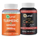 Qunol CoQ10 & Turmeric: Kurkumin kurkumin, 2400mg, 105 Kapsle & Ultra CoQ10 100mg, 90 Softgels