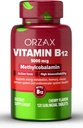 ORZAX Vitamin B12 5000 mcg Methylkobalamin pro paměť, nálady, funkci krevních buněk, kardiovaskulární a energetický dodatek - třešňové ochucené - Vegan & Non- GMO - 120 Sublingvální tablety - 120 denní dodávky