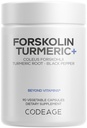 Codeage Forskolin, čistý forskolin Coleus + organický turmerický kořenový prášek, 95% kurkuminoidy + bioperin Black Pepper - 20% Standardizovaný Coleus Forskohlii Dodatek - Non- GMO - 90 Kapsle