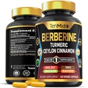 Berberine dodatek - 7in1 Formule - Kombinace s kurkuma, Royal Jelly, Ceylon Skořice, Ginkgo Biloba, Ginger & Black Pepper - Digestivní zdraví, Imunitní podpora - 120 Kapsle
