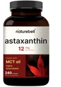 NatureBell Maximální síla Astaxanthin 12mg, 240 Softgels - 4 Měsíční dodávky - Přírodní antioxidant z Haematococcus Pluvialis Microalgae current 124; Non- GMO, gluten zdarma