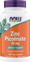 Nyní doplňky, Pikolinát zinek 50 mg, podporuje funkce enzymu, imunitní podpora, Non- GMO, Kosher, Vhodné pro vegany - 240 Vegetariánských kapslí (balení po 1)