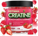 Monohydrát kreatininu pro muže a ženy 120 CT - 5600mg monohydrátu kreatininu na jedno podání, žvýkací monohydrát kreatininu pro podporu svalů a energetické zvýšení, bez cukru, Vegan (Strawberry Flavor)