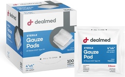 Dealmed 4 "x 4" Sterilní Gázové Pady (100 Počet) Jednorázové a jednotlivě zabalené lékařské Gázové Pady, Wound Care produkt pro první pomoc Kit a lékařské vybavení (balení po 1)