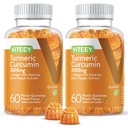 Kurkumin Žvýkačky s Ginger & Black Pepper Bylinný dodatek, 2000mg, Imunitní podpora, Zdravá pleť, a společné zdraví, Vegan, Pectin based, pro dospělé a dospívající - Žvýkací broskve Flavor (2Pack)