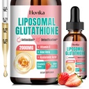 Lipozomální Glutathione dodatek 2000mg, tekuté Glutathione Drops s vitaminem C, Master antioxidanty pro imunitní systém, stárnutí obrany, zdraví kůže, Detox- Superior Absorpce, Jahoda 2 Fl Oz