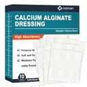 Vápníkové alginátové nábojnice, 4 "x 4" Patches [10 Individuální balení], High Absorbency Dressing, Soft Wound Care Products, Comfortable & Gentle and Non Stick Gauze Pads for Wound Care