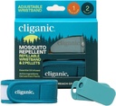 Cliganic Mosquito Repelent Pack (Náramek + 2 Náplň Pelety) - Nastavitelné, Přírodní DEET- bez, Infuzní olej