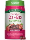 Nature 's Truth Vitamin D3 a B12 Gummies pro dospělé 124; 60 Počet Gluten 124; Jahodové Flavor 124; Vegetariánské, Non- GMO & gluten zdarma dodatek