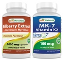 Nejlepší Naturals Bilberry Extract 1000mg & MK-7 Vitamin K2 100 mcg