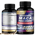 Organic Cadane Maca Root, Ashwagandha, Panax Ginseng Dodatek - 90 Kapsle 3 měsíce s Fenugreek, Tongkat Ali & More - Podpora výroby a imunity energie