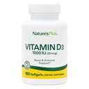 Natures Plus Vitamin D3 (Cholekalciferol) - 1000 iu, 180 Softgels - Nutriční podpora pro zdravé kosti a podporu imunitního systému - Biologicky dostupná aktivní forma - gluten- Free - 180 Služeb