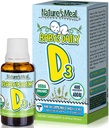 Příroda je jídlo - Vitamin D Kapky pro kojence, Vitamin D Kapky pro imunitní systém, Zdraví srdce, a zdraví kostí, Tekutý vitamin D s vitaminem D3 400 IU na servírování, Neochucené, 14.5 ml