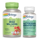 SOLARAY Irish Sea Moss 500mg a Nattokináza Serrapeptáza Dodatek - Wellness Bundle s přirozeně se objevující vitaminy, minerály - Gut Health, Sinus, Heart Health Support, 60- Day Garance, 100 / 30ct