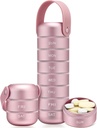 Zannaki Metal Týdenní Pill Pořadatel, Velká cestovní Pill Box 7 Day, Vodotěsný Denní Pill Pouzdro s Silicone Handle, Hliníkový Alloy Přenosný Držák pilulek Kontejner pro vitamín, Medicína, Dodatek, Prášky
