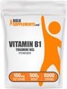BulkSupplements Thiamin HCl Powder - Thiamin Hydrochloride, B1 Vitaminy, Thiamin B1 Dodatek, Thiamin 100mg - Gluten Free, 100mg per Serving, 500g (1,1 lbs) (Balení po 1)