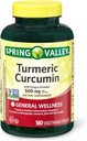 Jarní údolí Kurkumin 500 mg s 50mg Ginger Powder Twin Pack 180 Vegetariánské kapsle