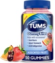 TUMS Gummy Bites Dietní dodatek pro příležitostné vypalování srdce pomoc, Upset žaludek a kyselé požití, tříděné ovocné příchutě - 50 Počet