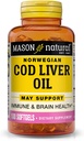 MASON NATURAL Cod Jaterní olej Plus vitamin A & D3 - Zdravé srdce a funkce mozku, lepší imunita, podporuje celkové zdraví, 100 Softgels