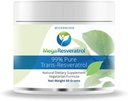 Mega Resveratrol Powder, Pharmaceutical Grade, 99% čisté mikronizované Trans- Resveratrol, 60 Grams Powder, Čistota Certifikováno. Pomocné látky zdarma.