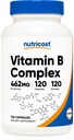 Nutricost High potency vitamin B Complex 462mg, 120 Kapsle - s vitaminem C - Energetický komplex