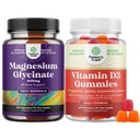 Svazky čistého Glycinátu hořečnatého 400mg per Serving for Mood Sleep and Relaxation and Vitamin D3 Gummies for Daily Wellness or Bone Muscle & Imunitation Support