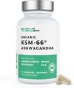 Love Life doplňky Organic Ashwagandha KSM-66 ®, 2 Měsíční dodávky - 60 Kapsle, Vysoká síla 600mg na kapsli, 5% Witanolides, Bioperin ® pro zvýšenou absorpci, Nulové Fillers, Laboratoř Testováno
