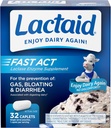 Lactaid Fast Act Lactosa Intolerance Relief Caplet with Lactase Enzyme, 32 Travel Packs of 1-ct.