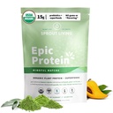 Sprout Living Epic Protein, Plant Based Protein & Superfoods Powder, Mindful Matcha CUR 124; 17 Grams Organic Protein Powder, Vegan, Non- GMO, Gluten Free, Adaptogens + Nootropics (1 libra, 12 Služení)