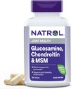Natrol Glucosamine, Chondroitin a MSM, Dietní dodatek, Společný doplněk zdraví pro dospělé, 150 tablet, Až 50 denní dodávky