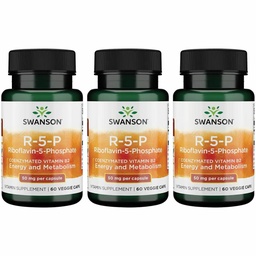Swanson R-5-P (Riboflavin- 5-Fosfát) - vitamín B2 dodatek k podpoře energie, metabolismus a vize zdraví - přírodní wellness vzorec - (60 kapslí) (3 balení)