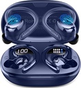 Bezdrátové sluchátka Sport, 2025 Bluetooth 5.4 Sluchátka s háčky, 50H Stereo Deep Bass Over Uar Buds s 4 ENC Hluk Zrušení Mics, IP7 Vodotěsné sluchátka pro běh cvičení Gym -Blue