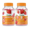 Lifeable Probiotic 2 miliardy CFU + B Complex, Gummies Bundle - Great Ochutnávka, Vitamin dodatek, gluten zdarma, GMO zdarma, Žvýkací žlab