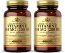 SOLGAR Vitamin E 200 IU - 100 Softgels, Balení 2 ks - Přírodní antioxidant, Podpora imunitního systému - Bezlepkové, mléčné služby - 200 Celkem