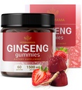 HERBAMAMA Panax Ginseng Gummies - 1500mg Korean Red Ginseng Root for Energy Support - Vegan, Non-GMO Red Panax Immunosupment Supplementary - 60 Pectin- based Jahodo- Ochucené Chews