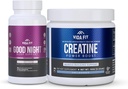 Good Night Natural Sleep Aid (60 Kapsle) & Mikronizované Creatin Monohydrát Powder (150g) Bundle - Přírodní spánková podpora s melatonin, Ashwagandha & L-Theanine, Plus čisté Vegan Creatin pro vylepšení