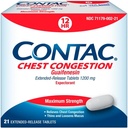 Contac Chest Congestion, Maximální síla Expectorant Ovládání kašel a tenké a Loosens Mucus, Extended Release Tablety, Guaifenesin 1200 mg, Extended Release Tablety, 21 Počet