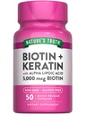 Nature 's Truth Biotin 5000 mcg CLAS124; 50 Kapsle CLAS124; s keratin a alfa kyseliny lipoové CLAS124; Non- GMO & gluten zdarma dodatek