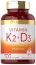 Carlyle vitamin K2 D3 dodatek 124; 300 Softgels curren124; 200mcg K2 MK7 & 10000 IU D3 curren124; Non- GMO, gluten zdarma