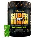 ALPHA LION Superhuman Pre Workout Powder, Beta Alanine, L-Taurin & Tri-Source Caffeine for Setrvalá energie & Focus, Nitric Oxide & Citrulline for Pump (21 Servings, Sour Gummy Bear Flavor)